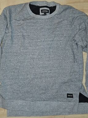 Zanerobe Gray Crew Pullover with Black Hem Detail